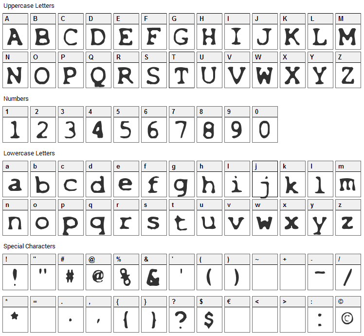 X-Files Font Character Map