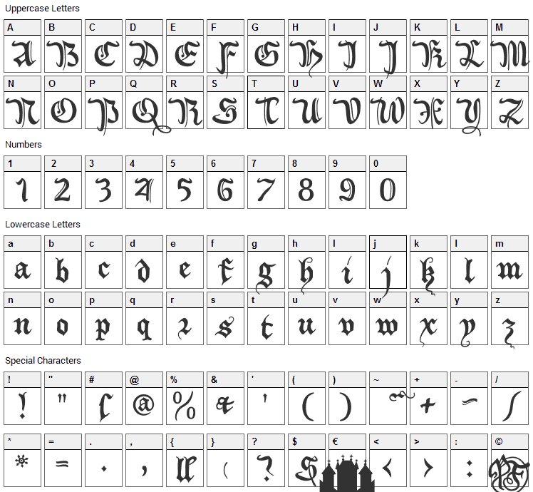 XiBeronne Font Character Map