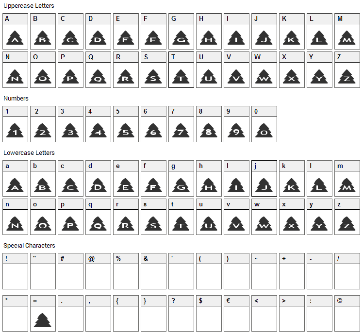 Xmas Trees Font Character Map