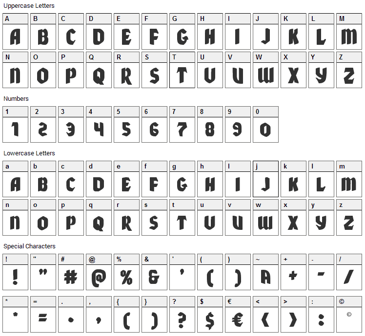 Xmas Xpress Font Character Map