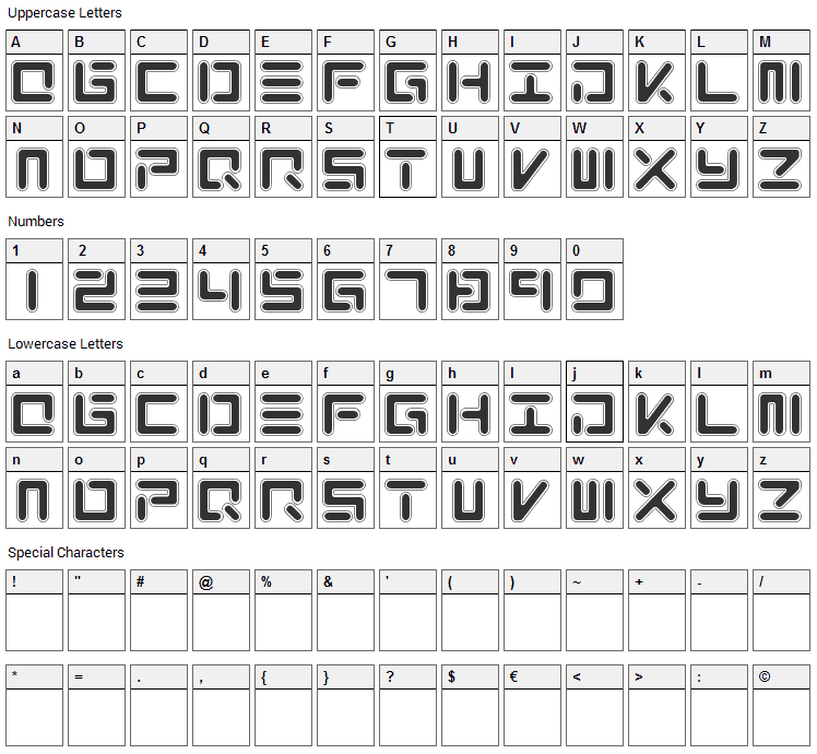 Xolo Font Character Map