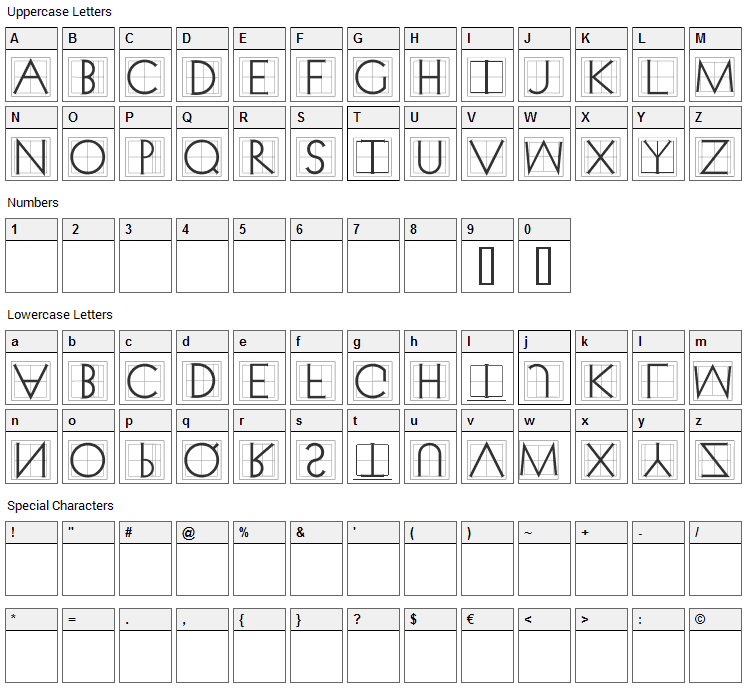 XperimentypoThree Font Character Map