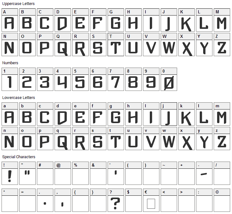 Xtreme Chrome Font Character Map