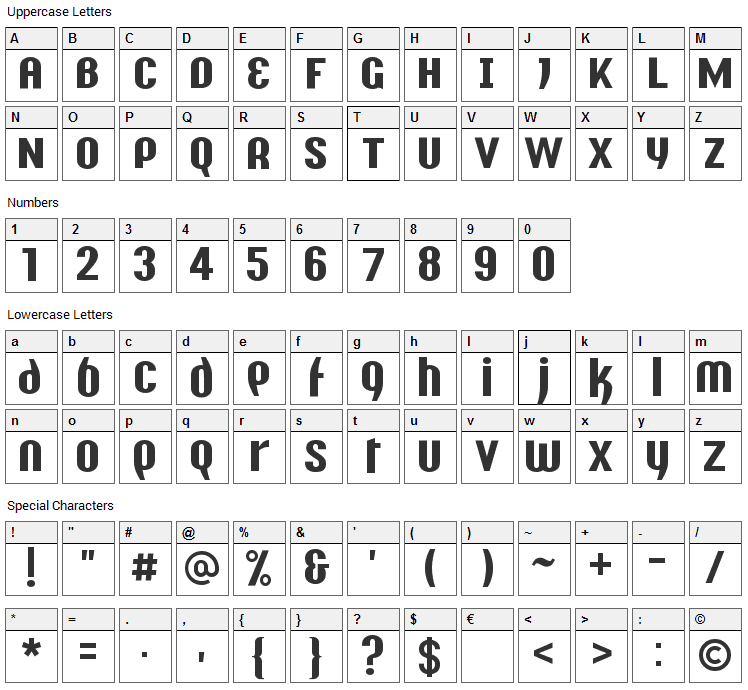 Y2K Analog Legacy Font Character Map