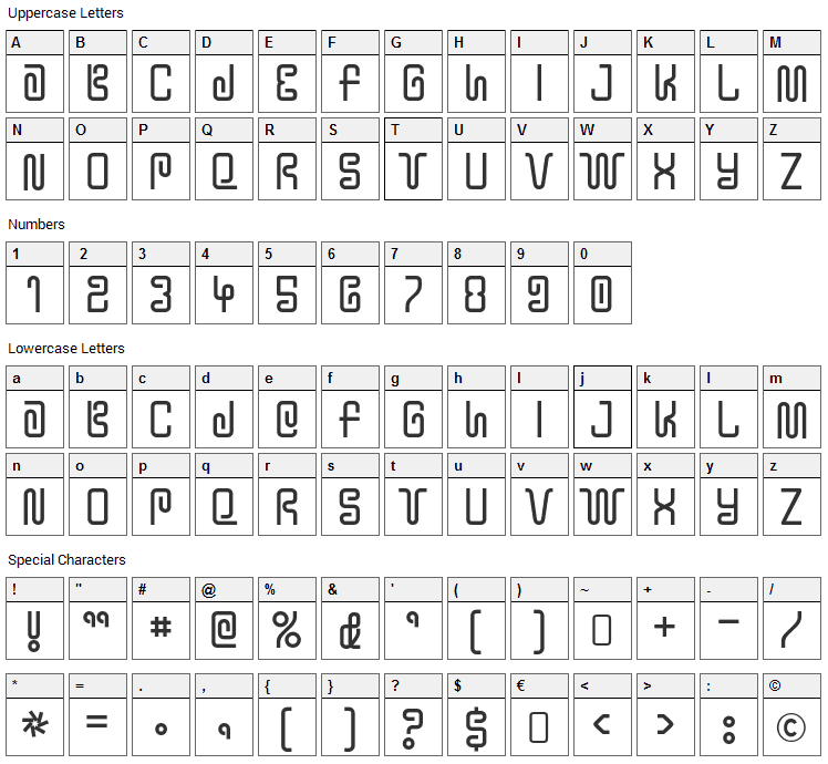 Y2K Bug Font Character Map