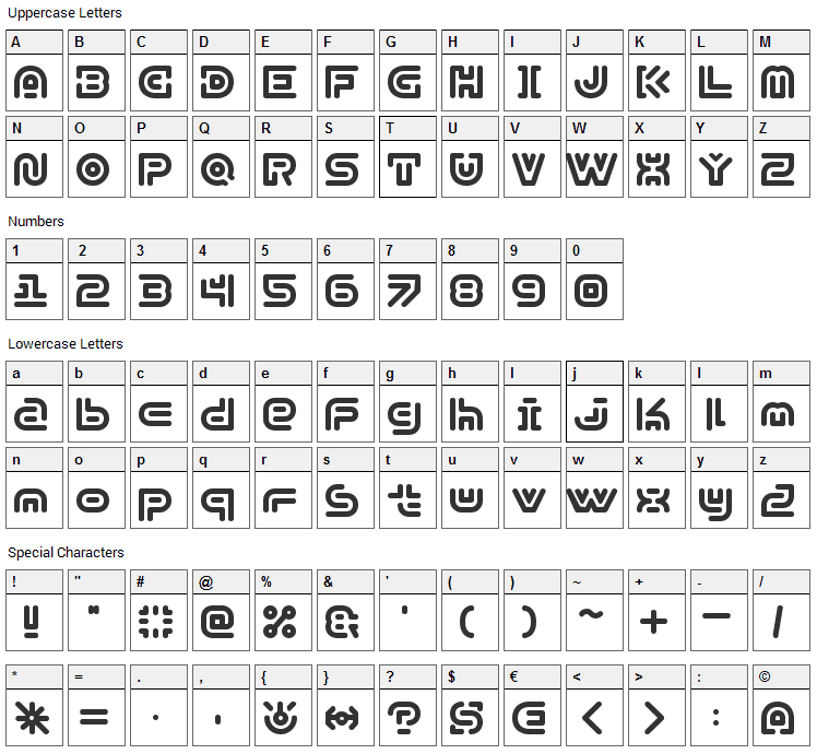 Y2k Subterran Express Font Character Map
