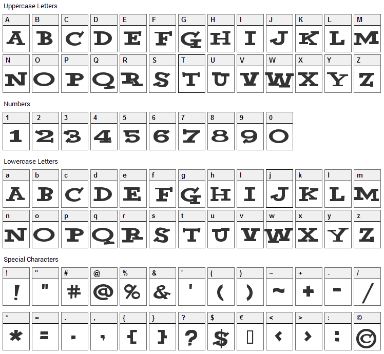 Yahoo Font Character Map