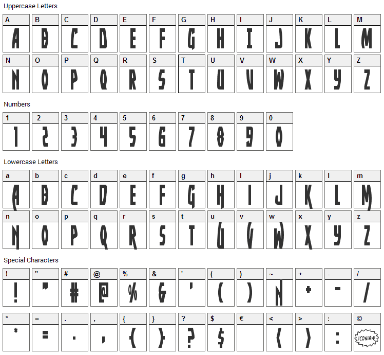 Yankee Clipper Font Character Map