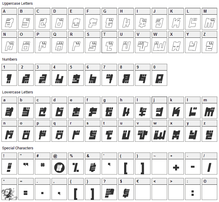 Year 2000 Replicant Font Character Map