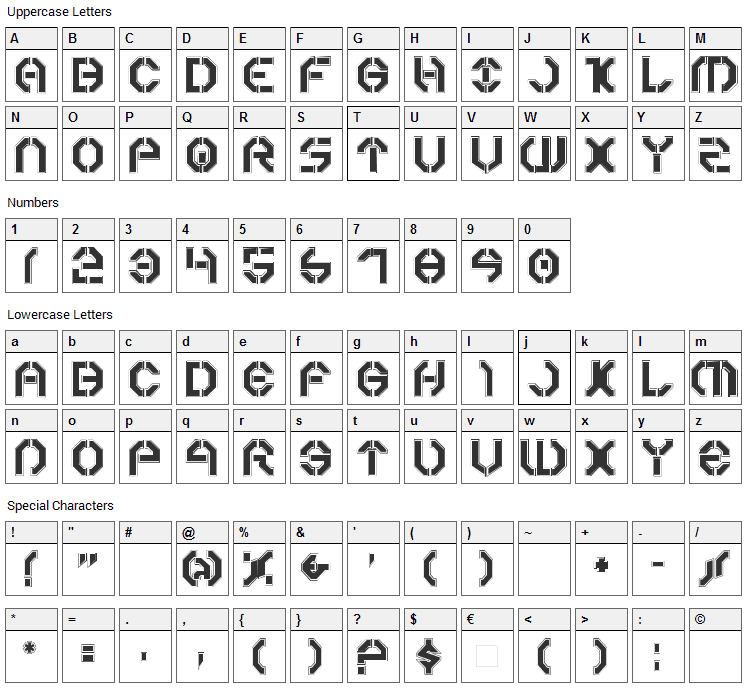 Year 3000 Font Character Map