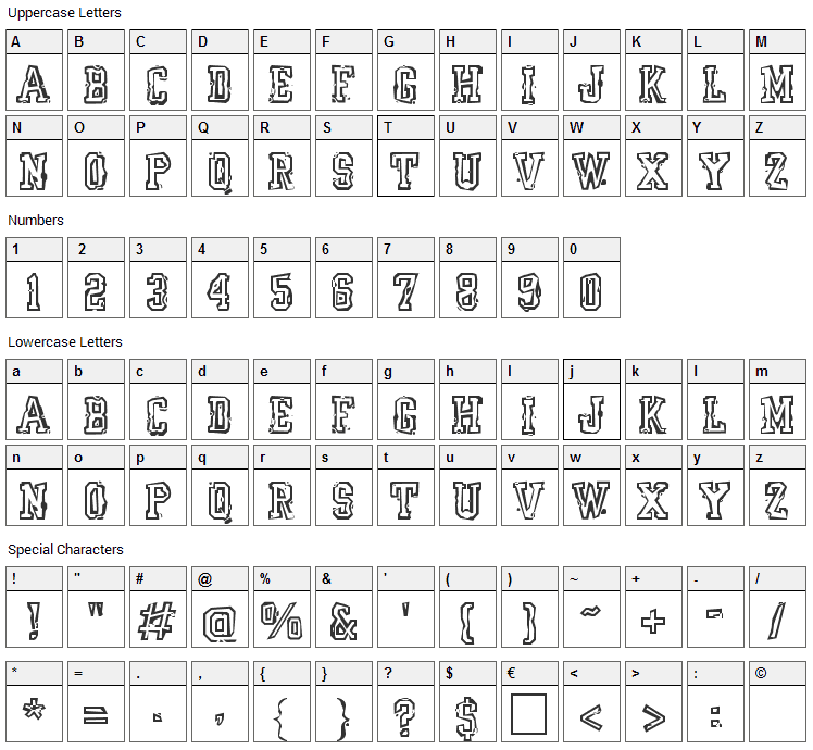 Year Book Mess Font Character Map