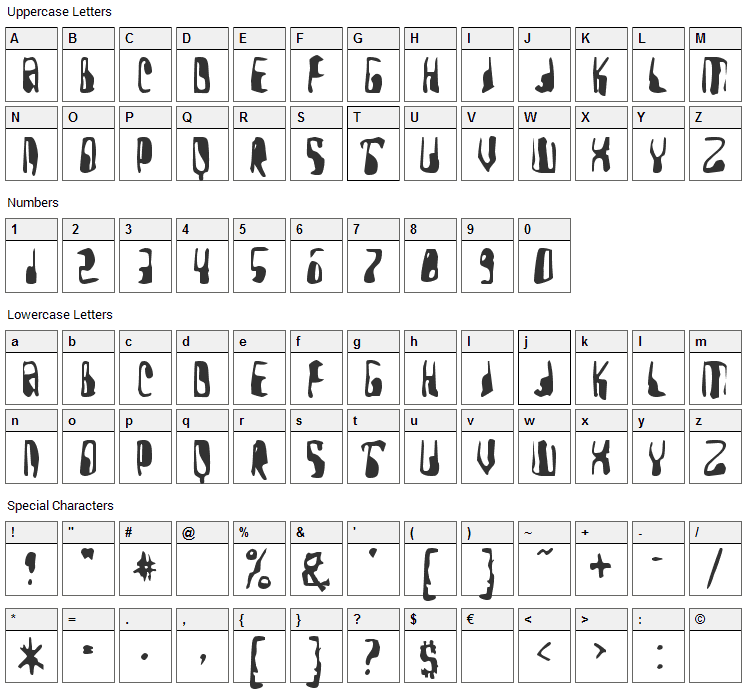 Yellow Pills Font Character Map