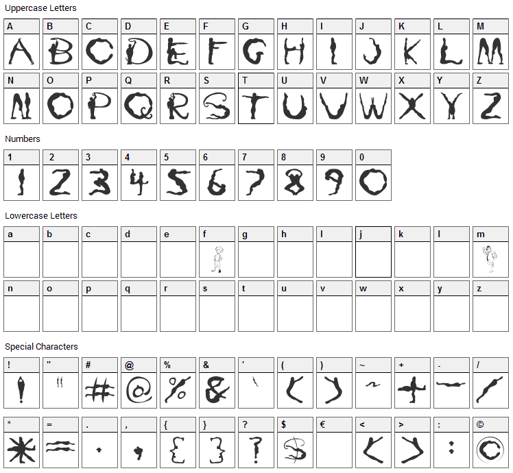 Yoga Font Character Map