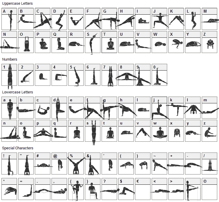 Yogafont Font Character Map