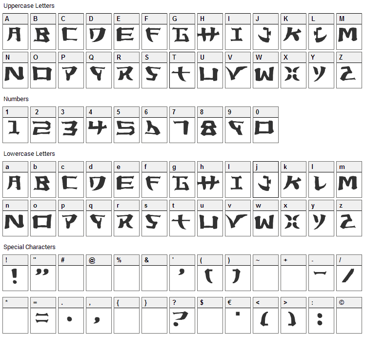Yorstat Font Character Map