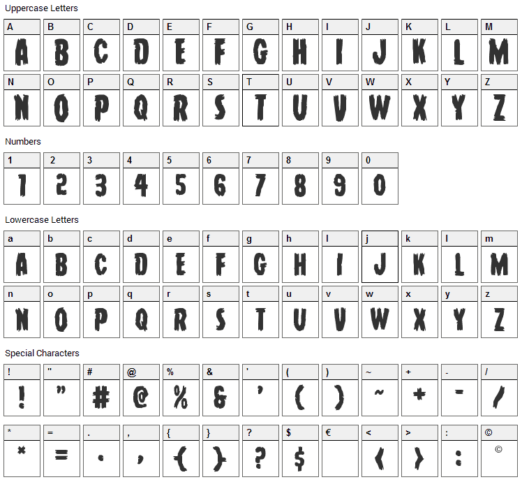 Young Frankenstein Font Character Map