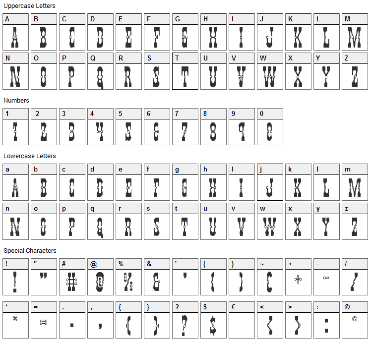 Younger Brothers Font Character Map