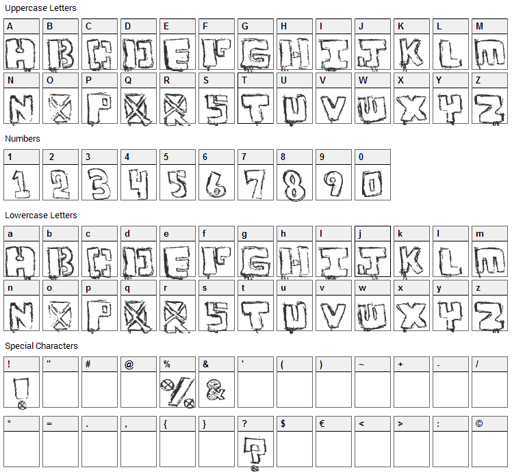 Your Font Character Map