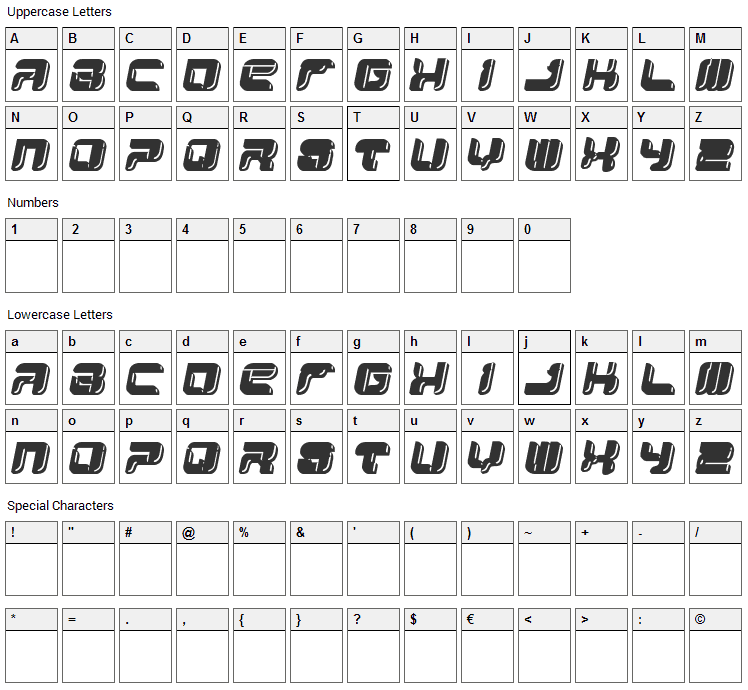 Yum Yum Font Character Map