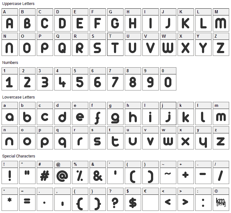 [z] Arista Font Character Map