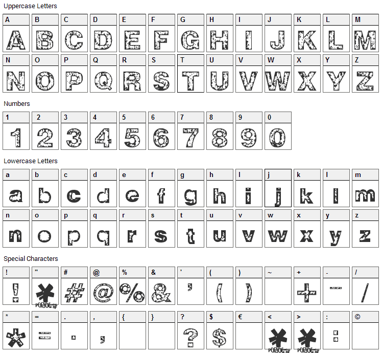 Z-Wisdom Font Character Map