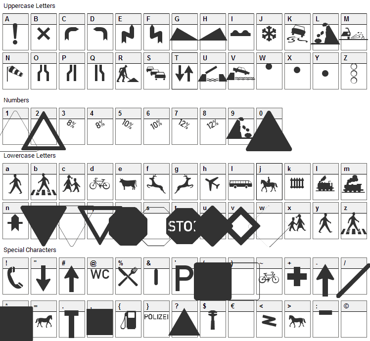 Zeichen Alt Font Character Map