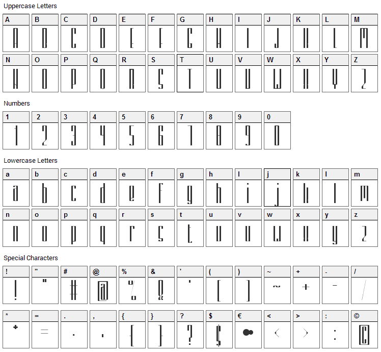 Zemiakovy Salat CE Font Character Map