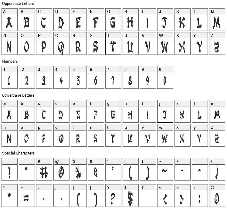 Zen Masters Font Character Map