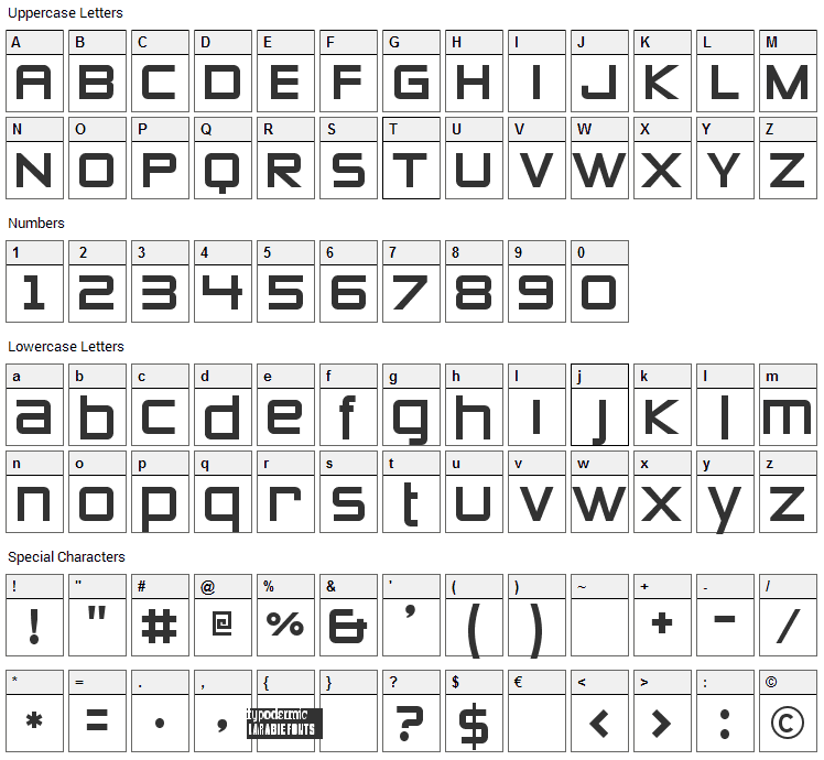 Zeroes Font Character Map