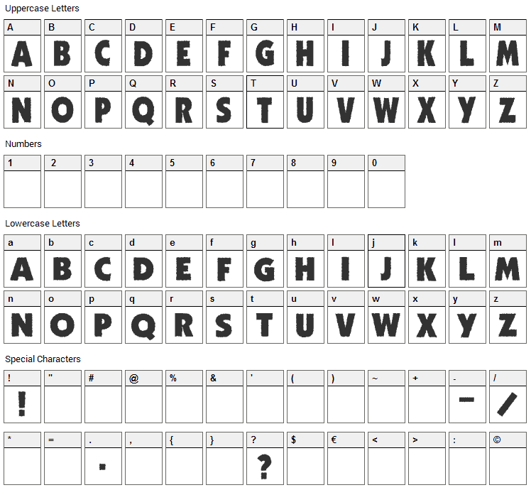 Zhukov Zippo Font Character Map