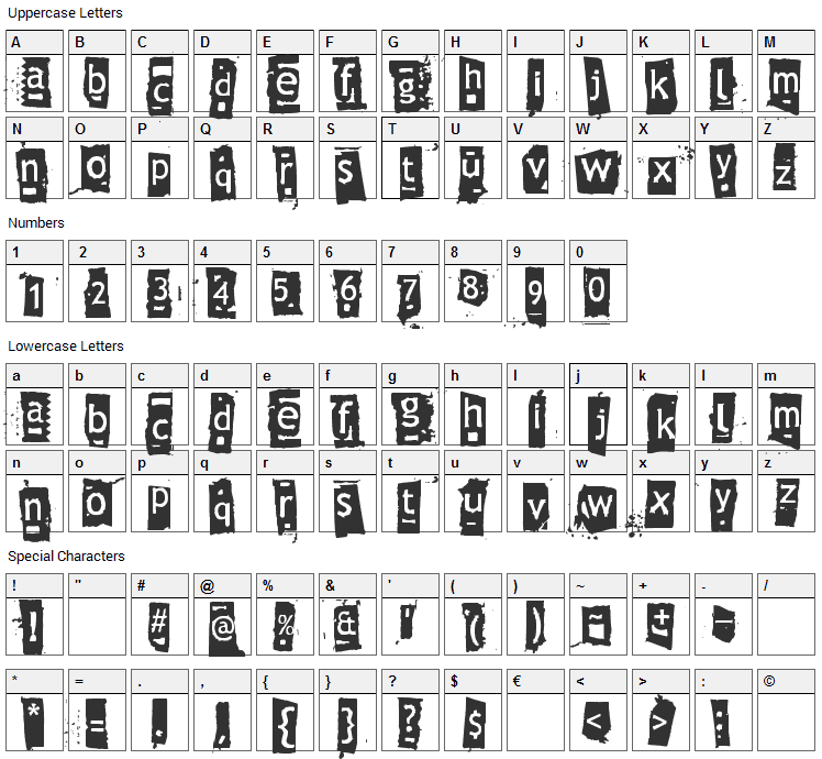Znort3000 Font Character Map
