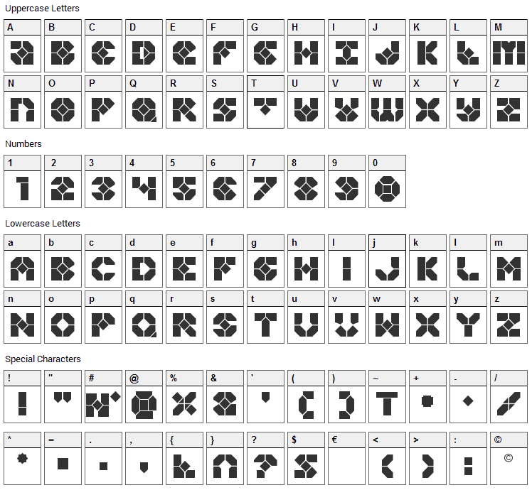 Zoomrunner Font Character Map