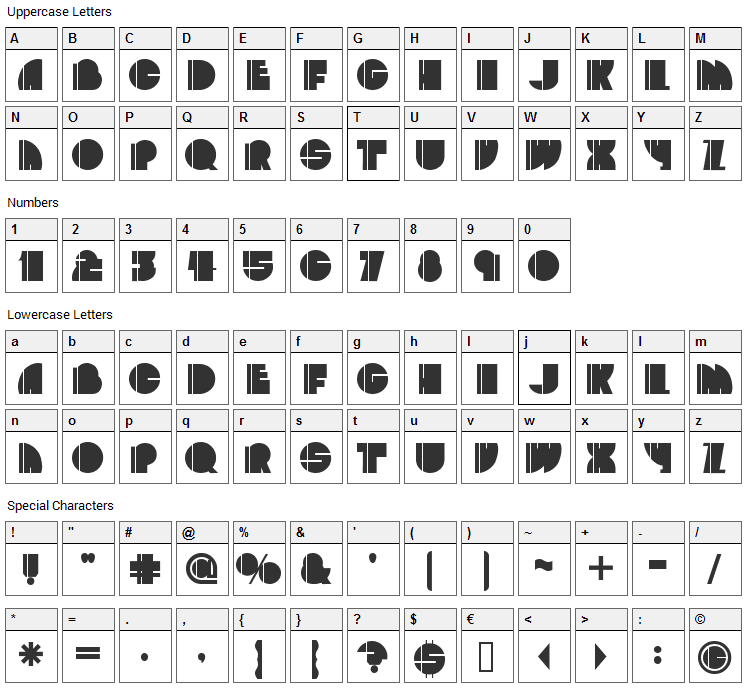 Zoot Allures Font Character Map
