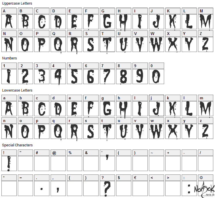 Zreaks Font Character Map