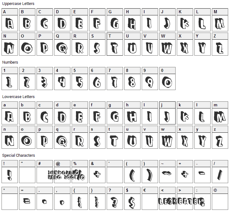 Zupagargonizer Font Character Map