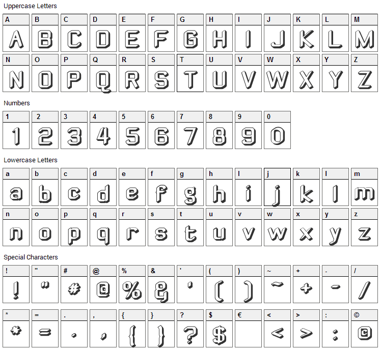 Zyphyte Font Character Map